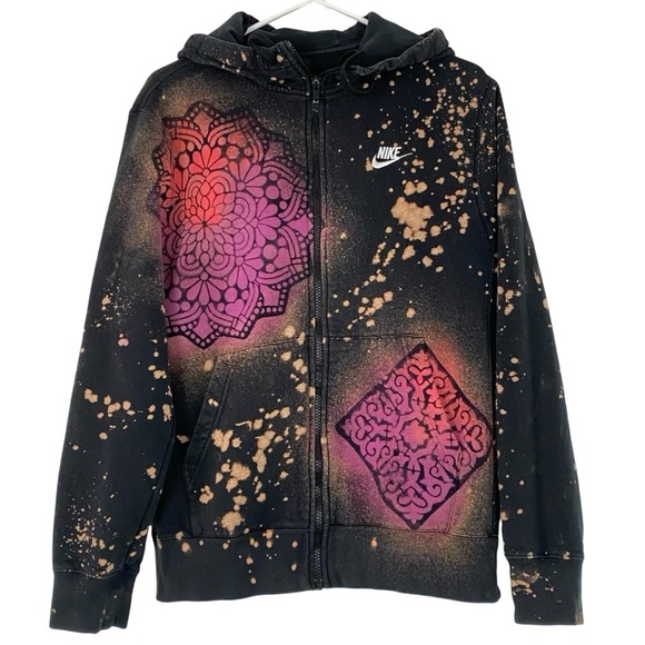 Nike Hoodie Sweatshirt Mens Size Small Unisex Full Zip Up Jacket Mandala Stencil - Picture 1 of 14